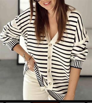 ZR Çizgili Oversize Hırka