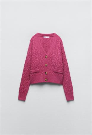 ZR Fuşya Örgü Hırka