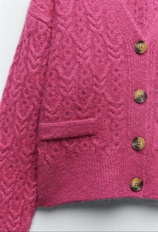 ZR Fuşya Örgü Hırka