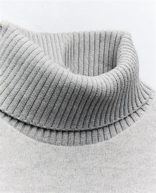 ZR Gri Boğazlı Örgü Süveter