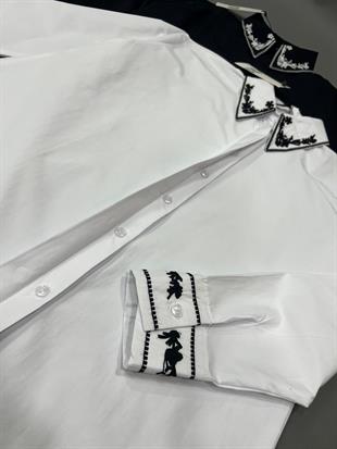 ZR Nakışlı Detaylı Poplin Gömlek