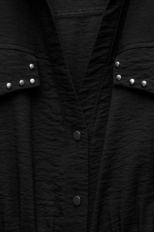 ZR Zımba Detaylı Gömlek Elbise