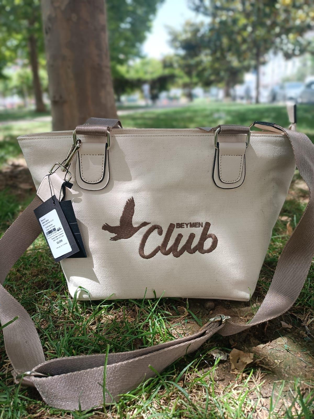 BYMN Kahve Nakışlı Bej Çanta