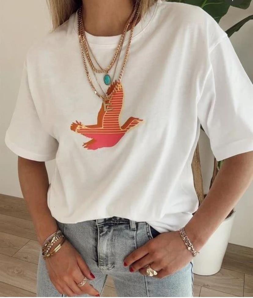 BYMN Pembe Kuşlu Tişört