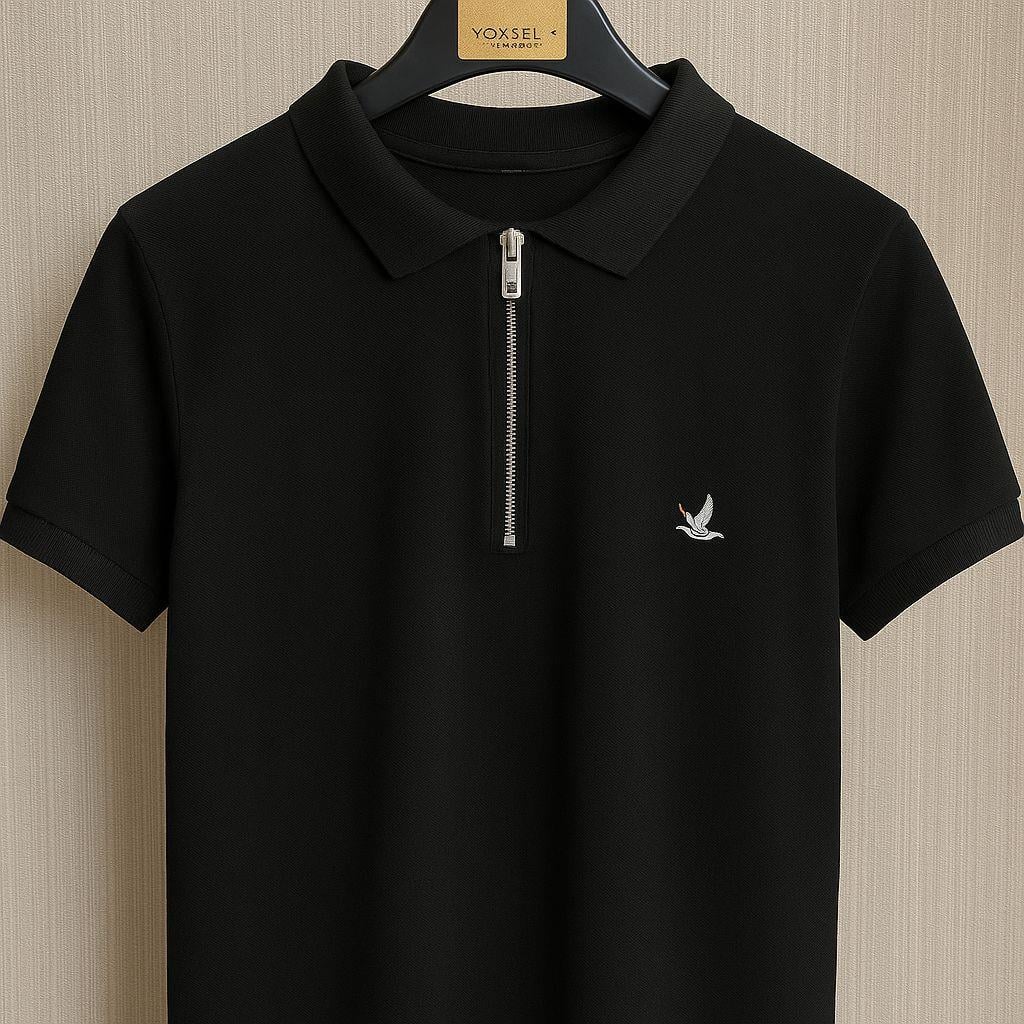 BYMN Polo Yaka Siyah Tişört