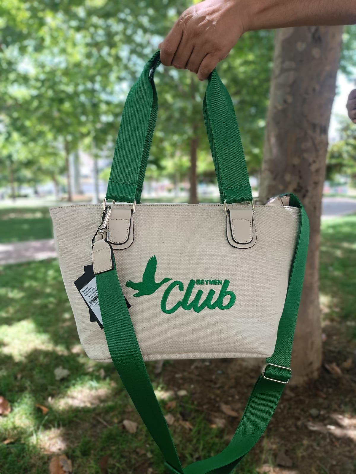 BYMN Yeşil Nakışlı Bej Çanta