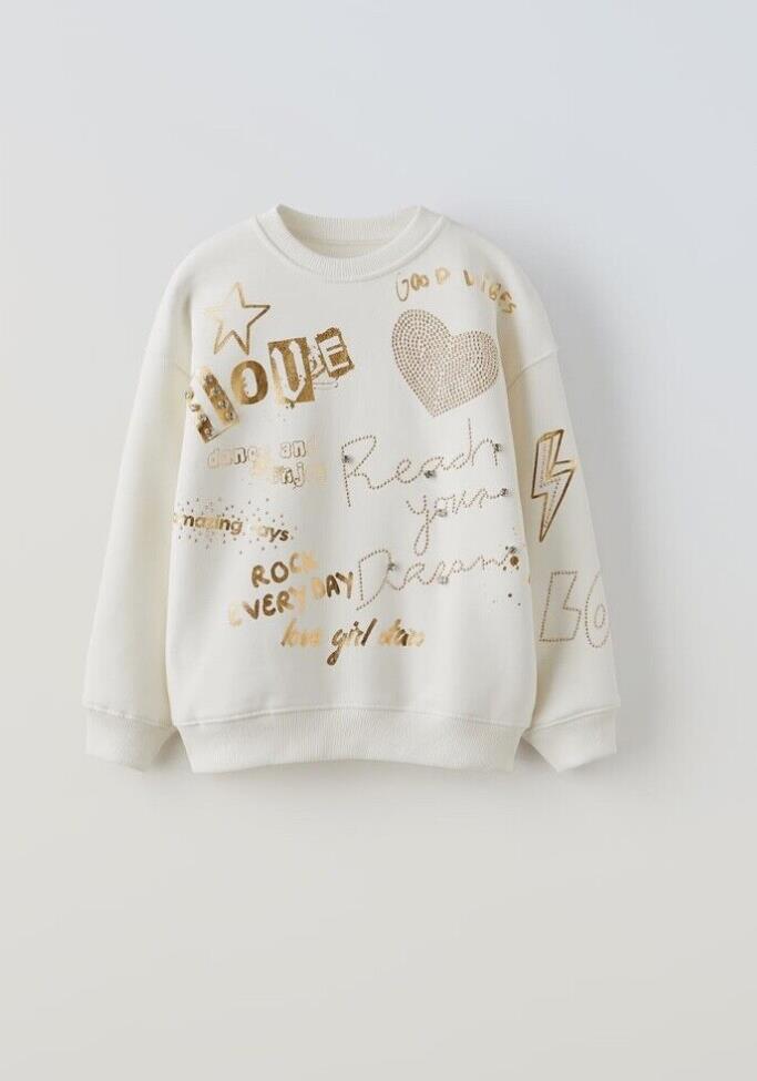 Gold Detaylı Beyaz Sweatshirt