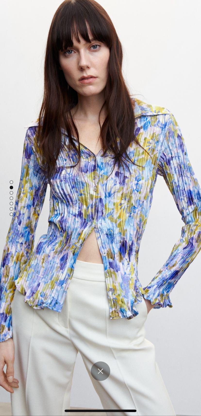 MNG Batik Desenli Büzgülü Gömlek