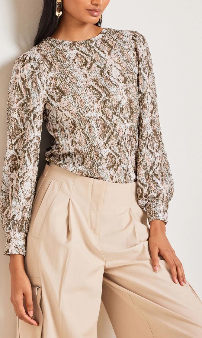 Next Pembe Kahve Desenli Bluz