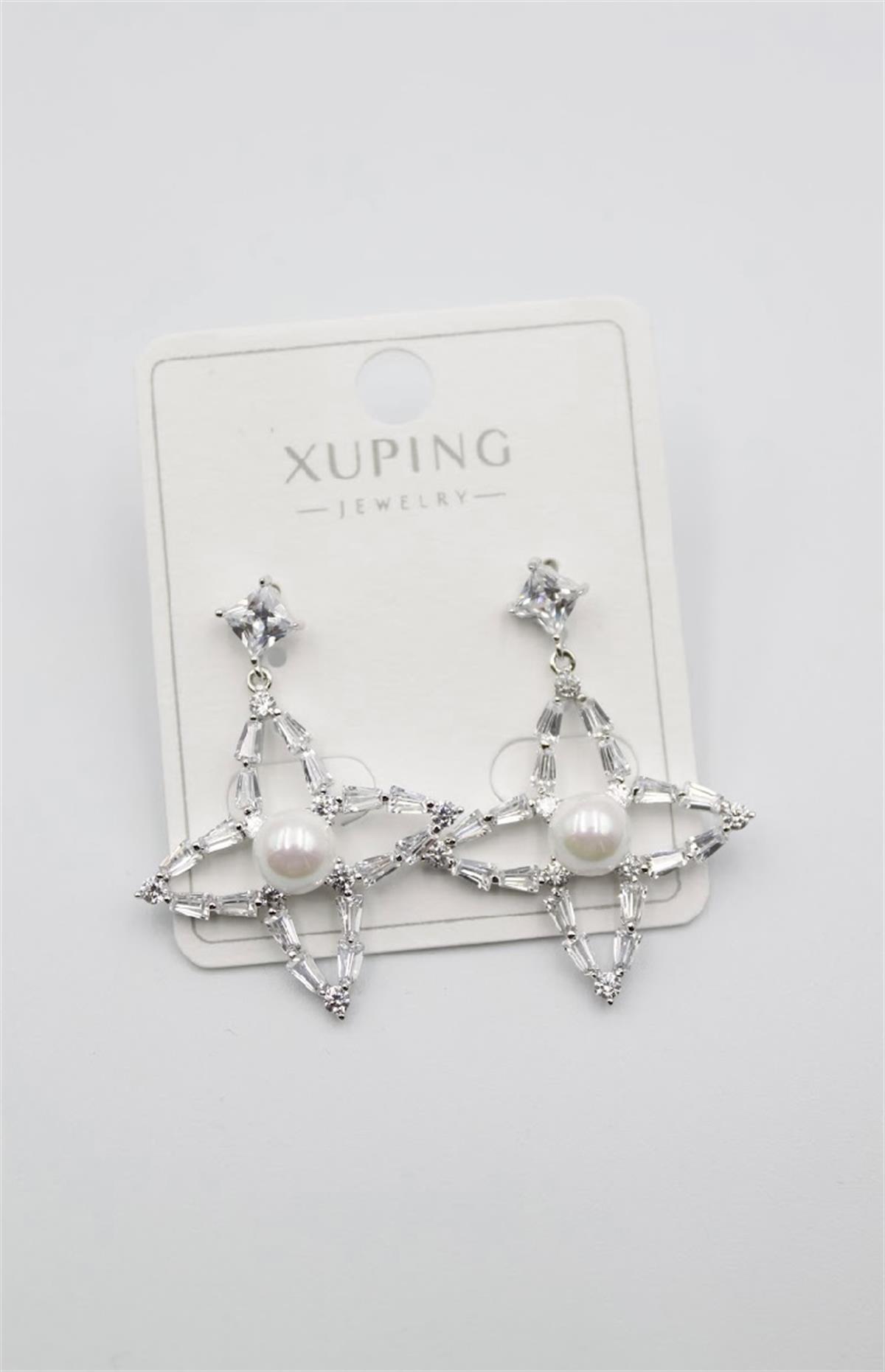 Xuping İncili Taşlı Yıldız Küpe