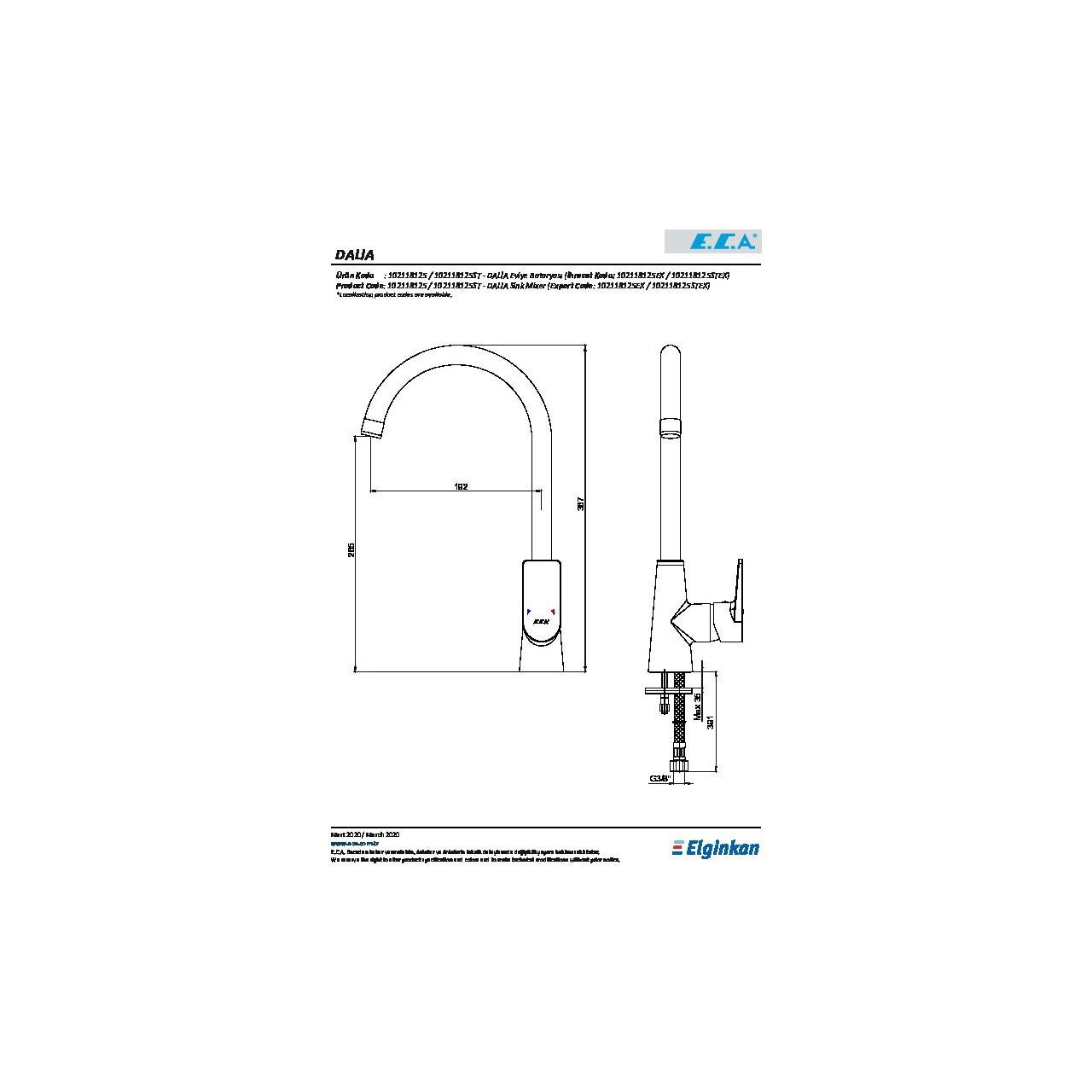 ECA Dalia Mutfak Eviye Bataryası 102118125