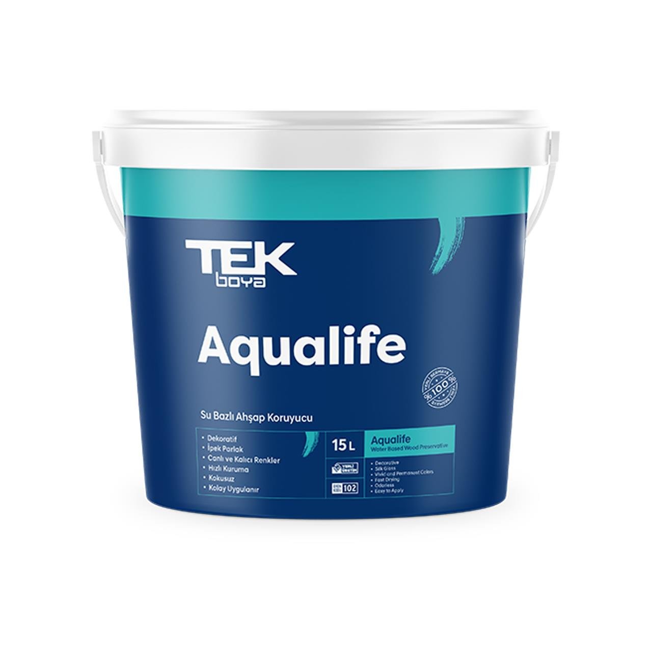 Tek Aqualife Su Bazlı Ahşap Boyası Açık Meşe 15 Lt. -Su Bazlı Boyalar-FLZ01214