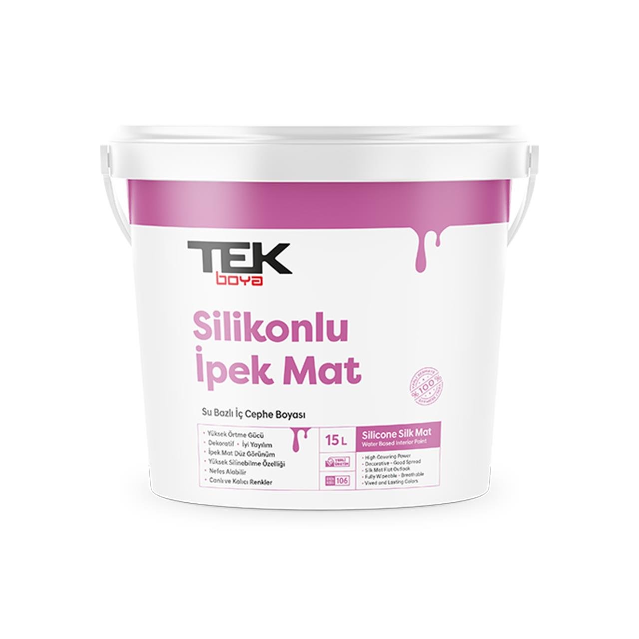 Tek Silikonlu İpekmat İç Cephe Boyası 15 Lt. Beyaz-İç Cephe Boyaları-FLZ01224