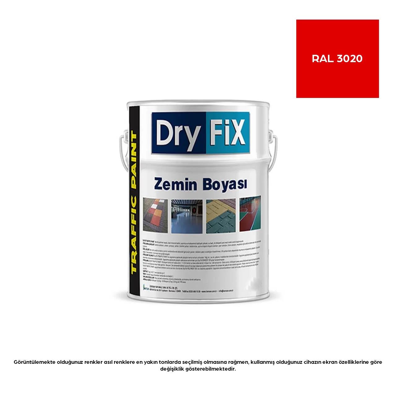 Dryfix Traffic Paint Zemin Boyası 18 Kg Ral 3020 Kırmızı-Zemin Boyası-FLZ08172