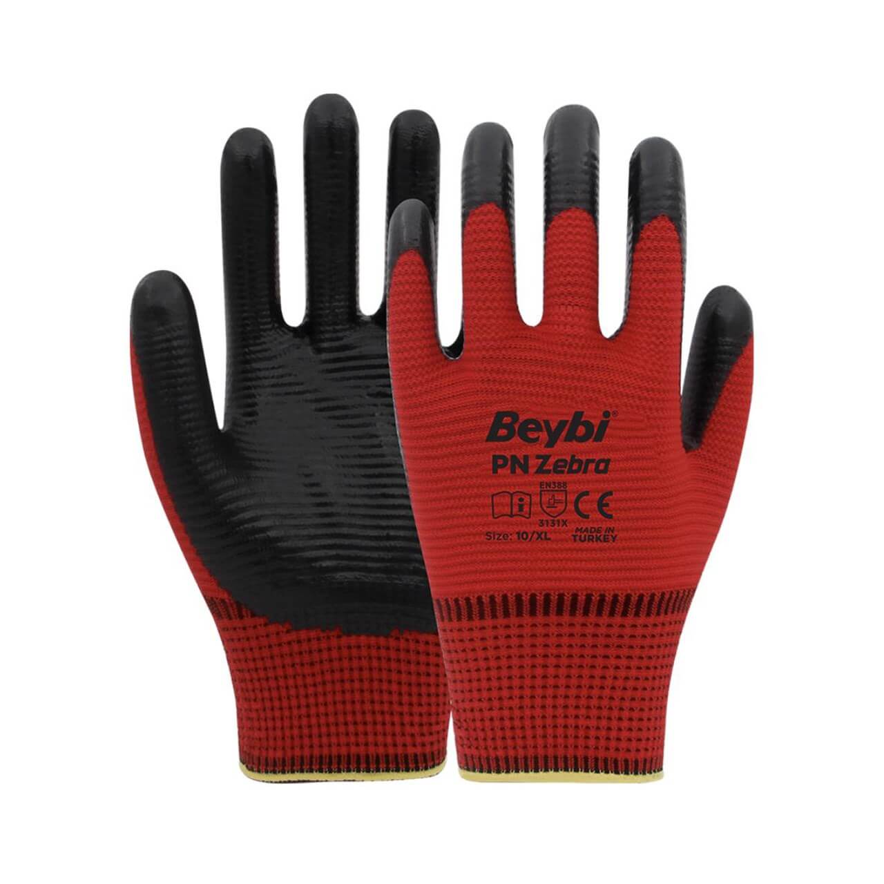 Nitril Kırmızı Zebra Eldiven Derbi-Eldivenler-FLZ03352