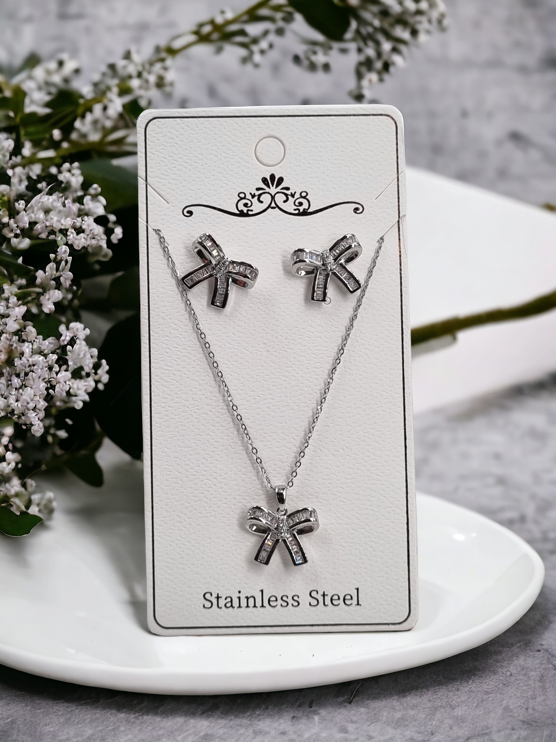 Çelik Kolye-Küpe Seti KS002