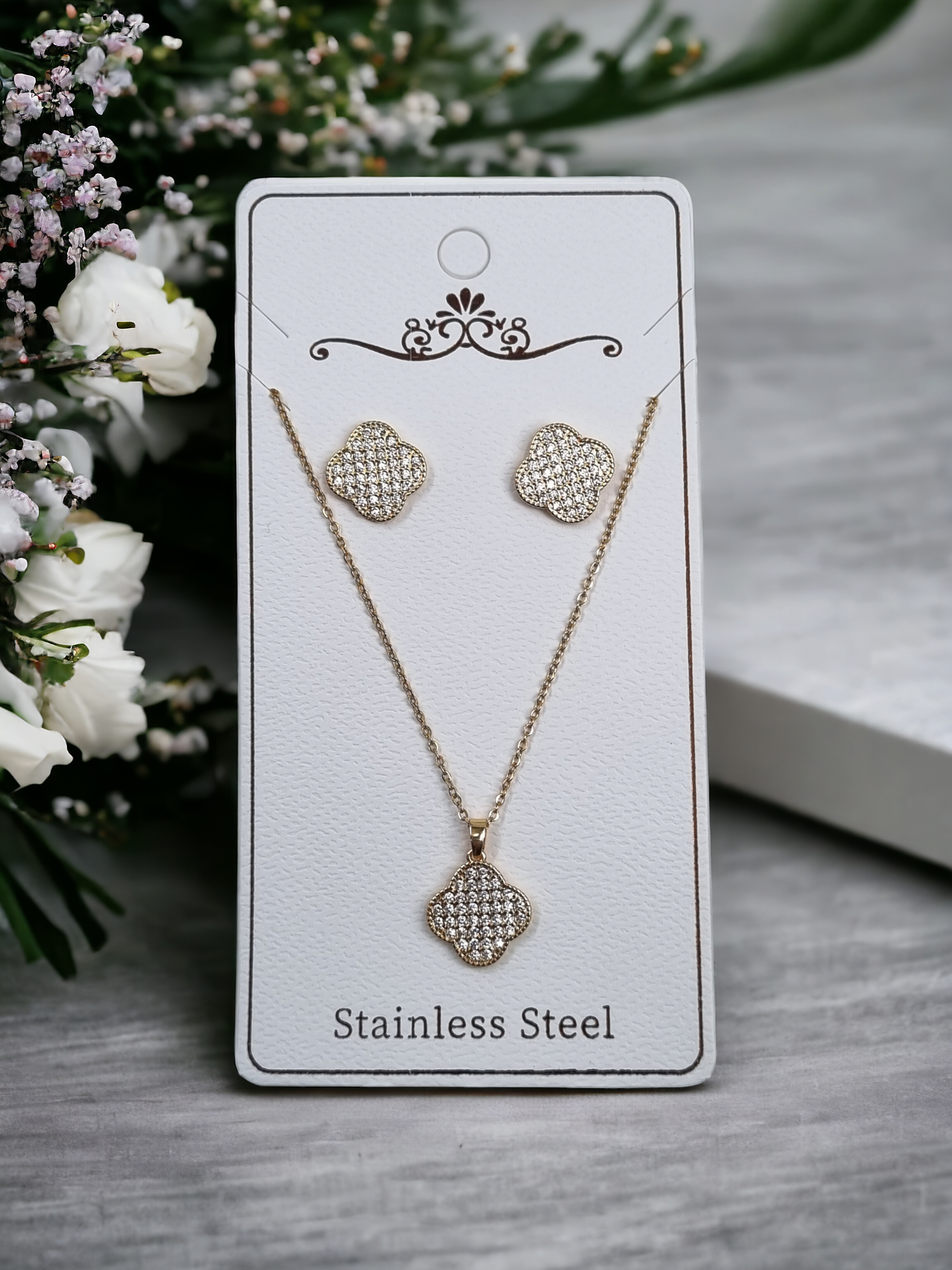 Çelik Kolye-Küpe Seti KS018