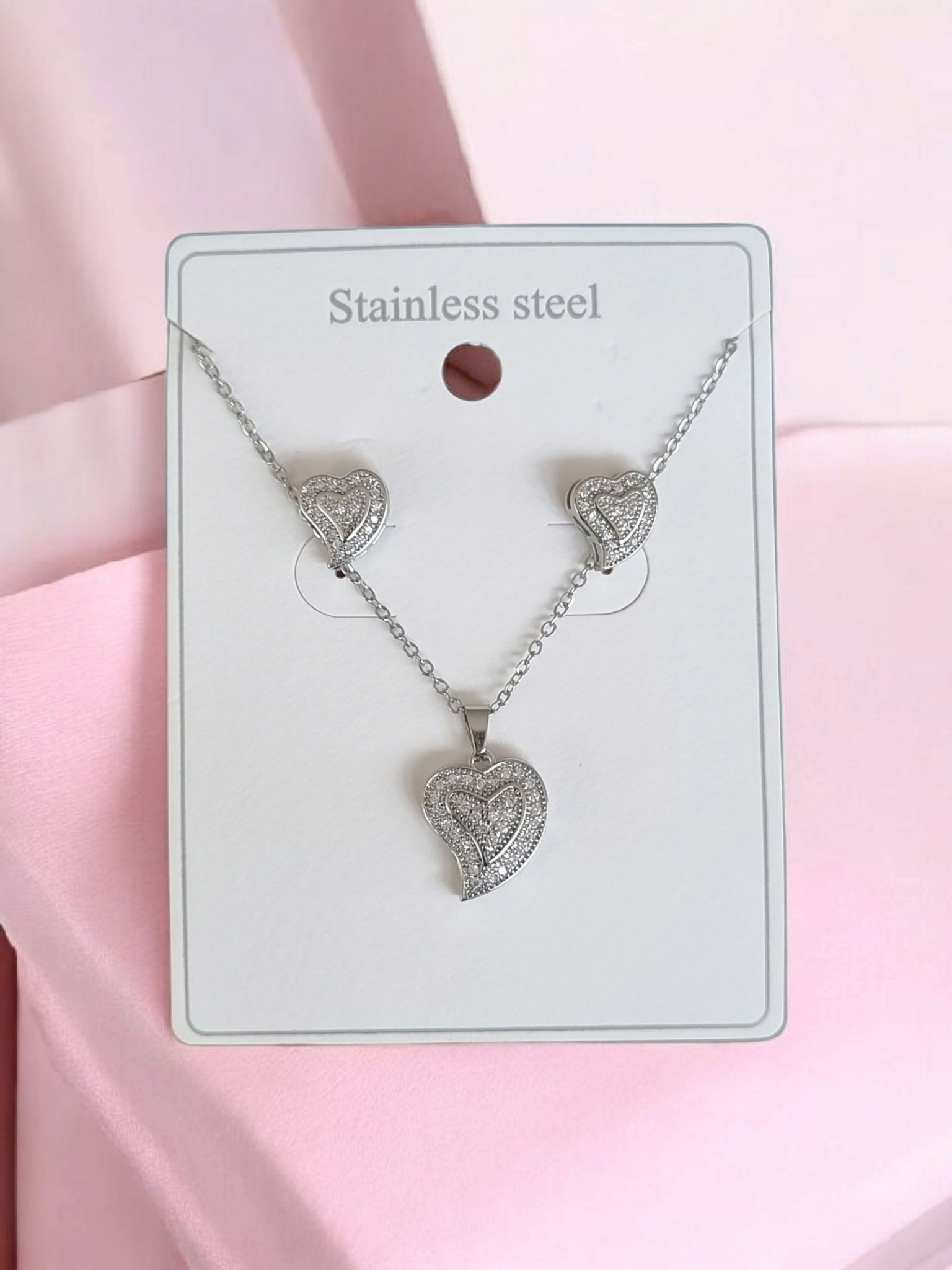 Çelik Kolye-Küpe Seti KS047