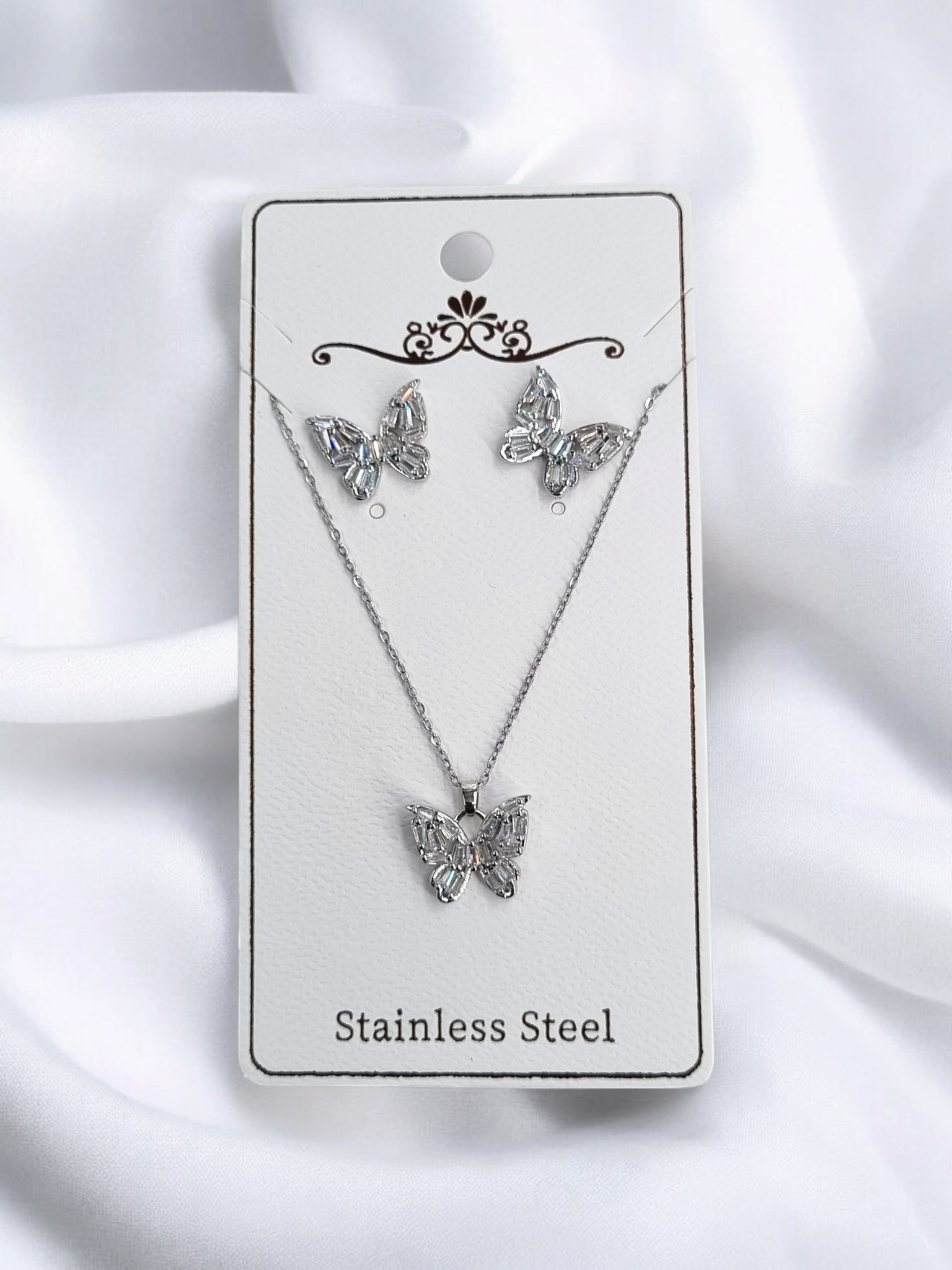 Çelik Kolye-Küpe Seti KS003