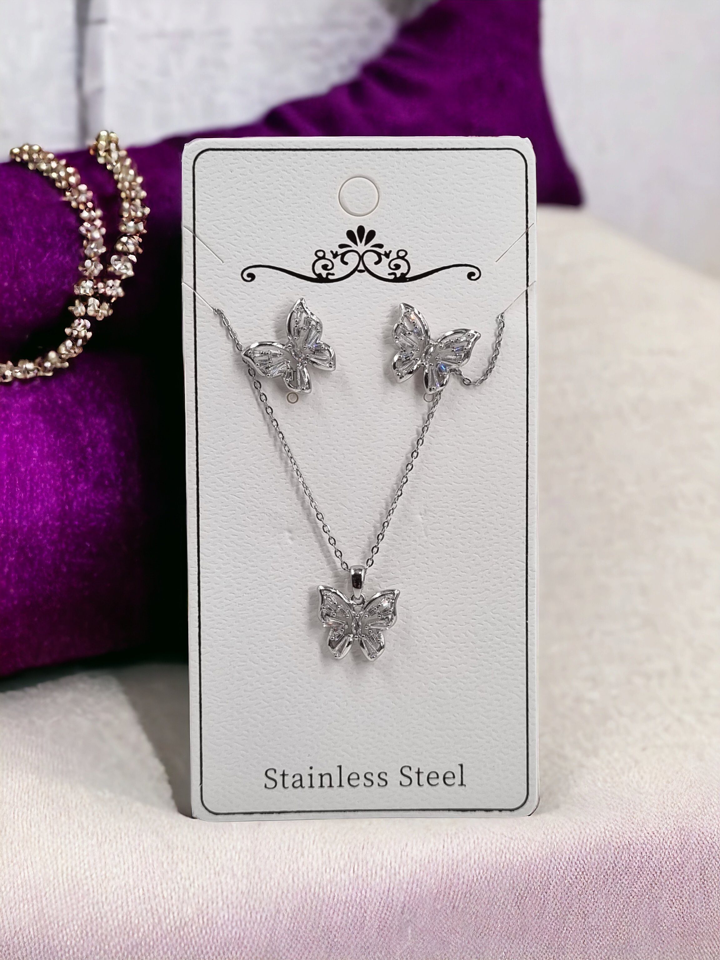 Çelik Kolye-Küpe Seti KS006