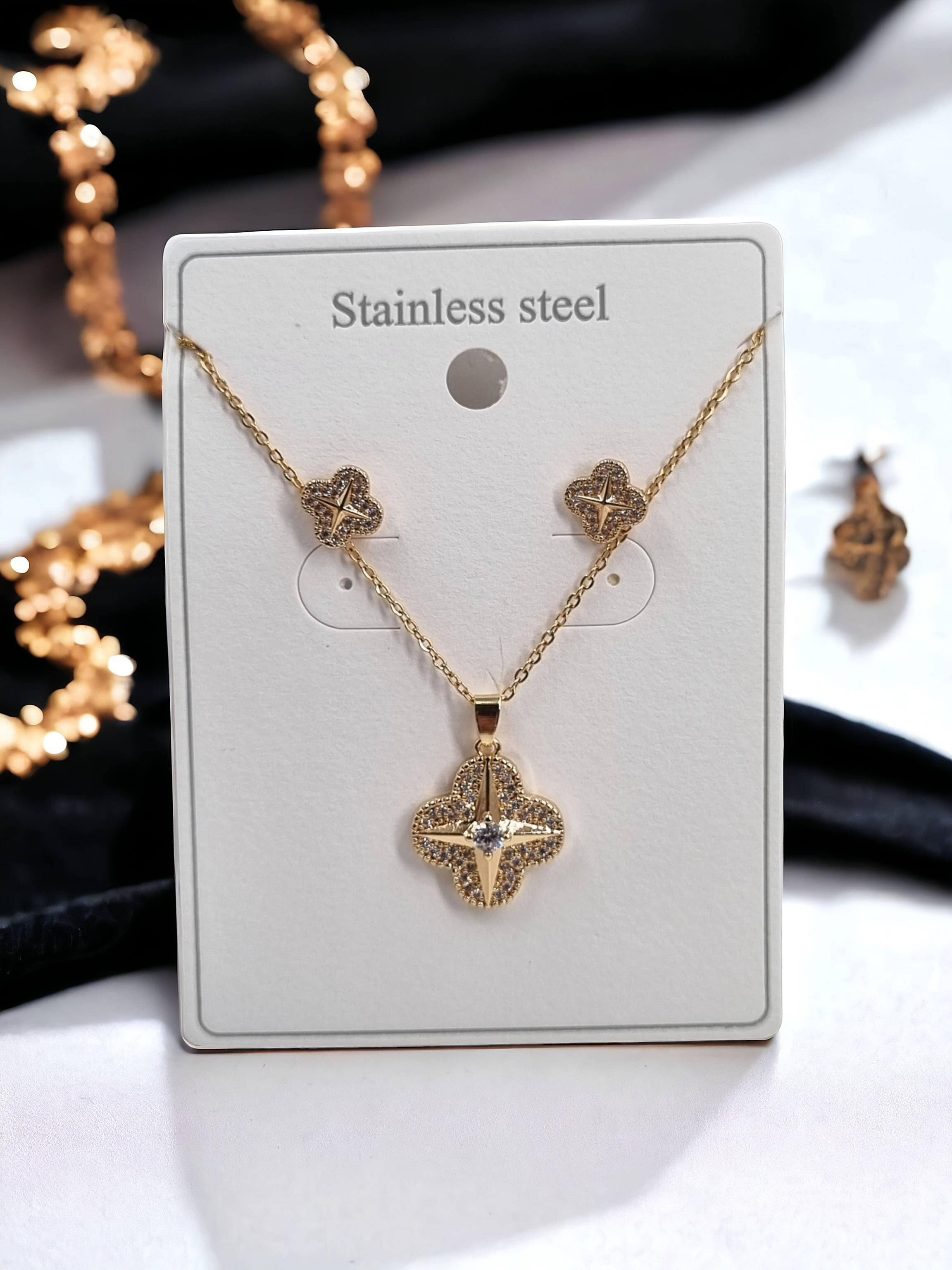 Çelik Kolye-Küpe Seti KS013