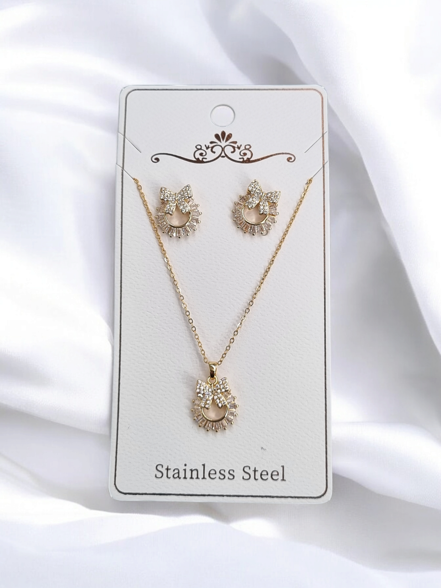 Çelik Kolye-Küpe Seti KS016