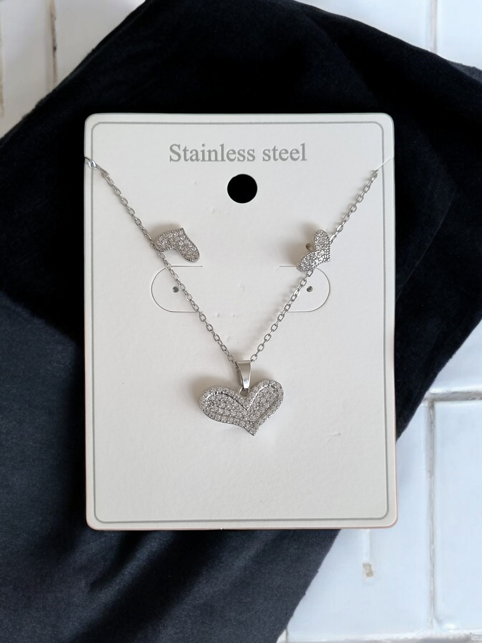 Çelik Kolye-Küpe Seti KS030