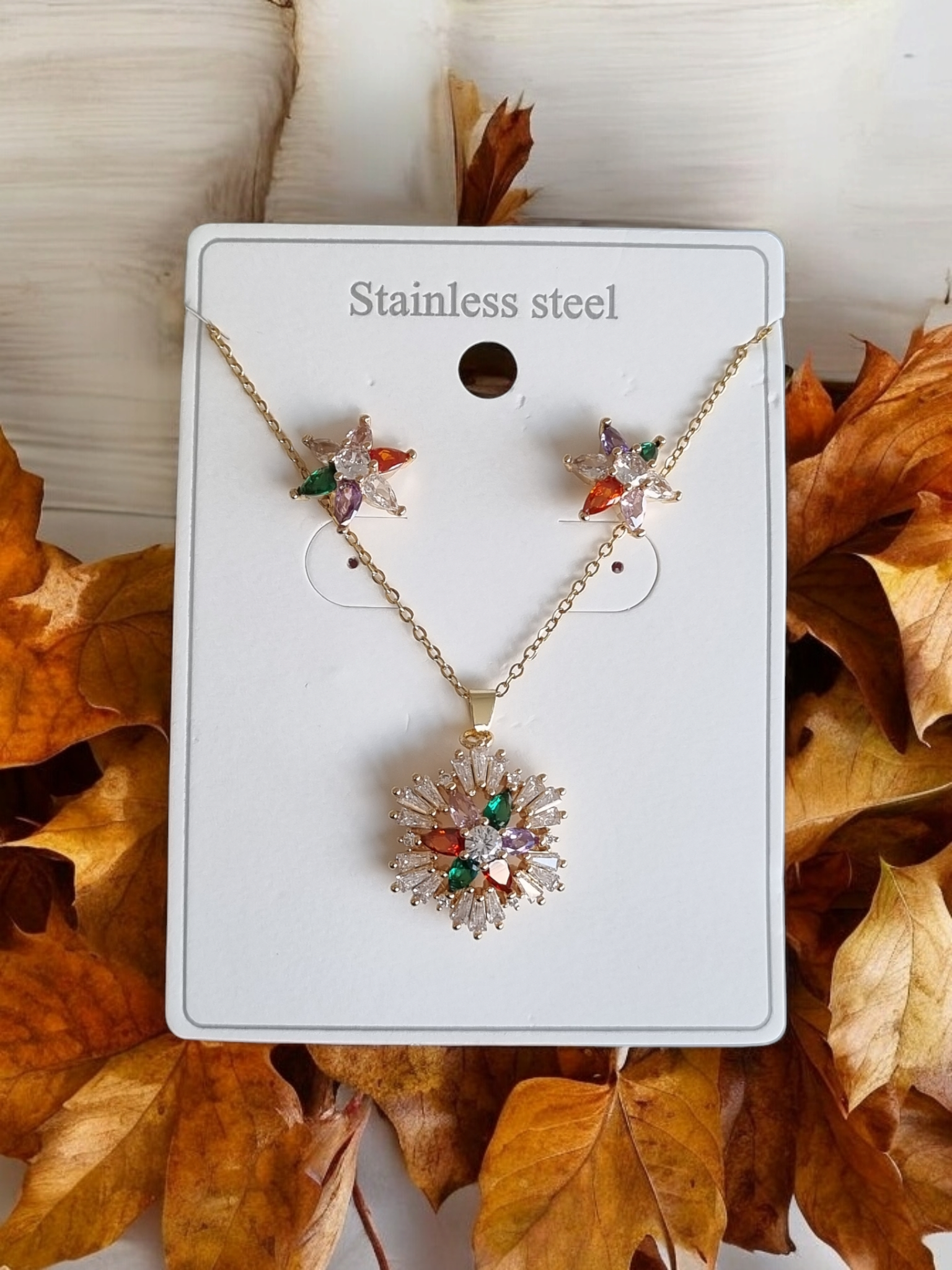 Çelik Kolye-Küpe Seti KS033