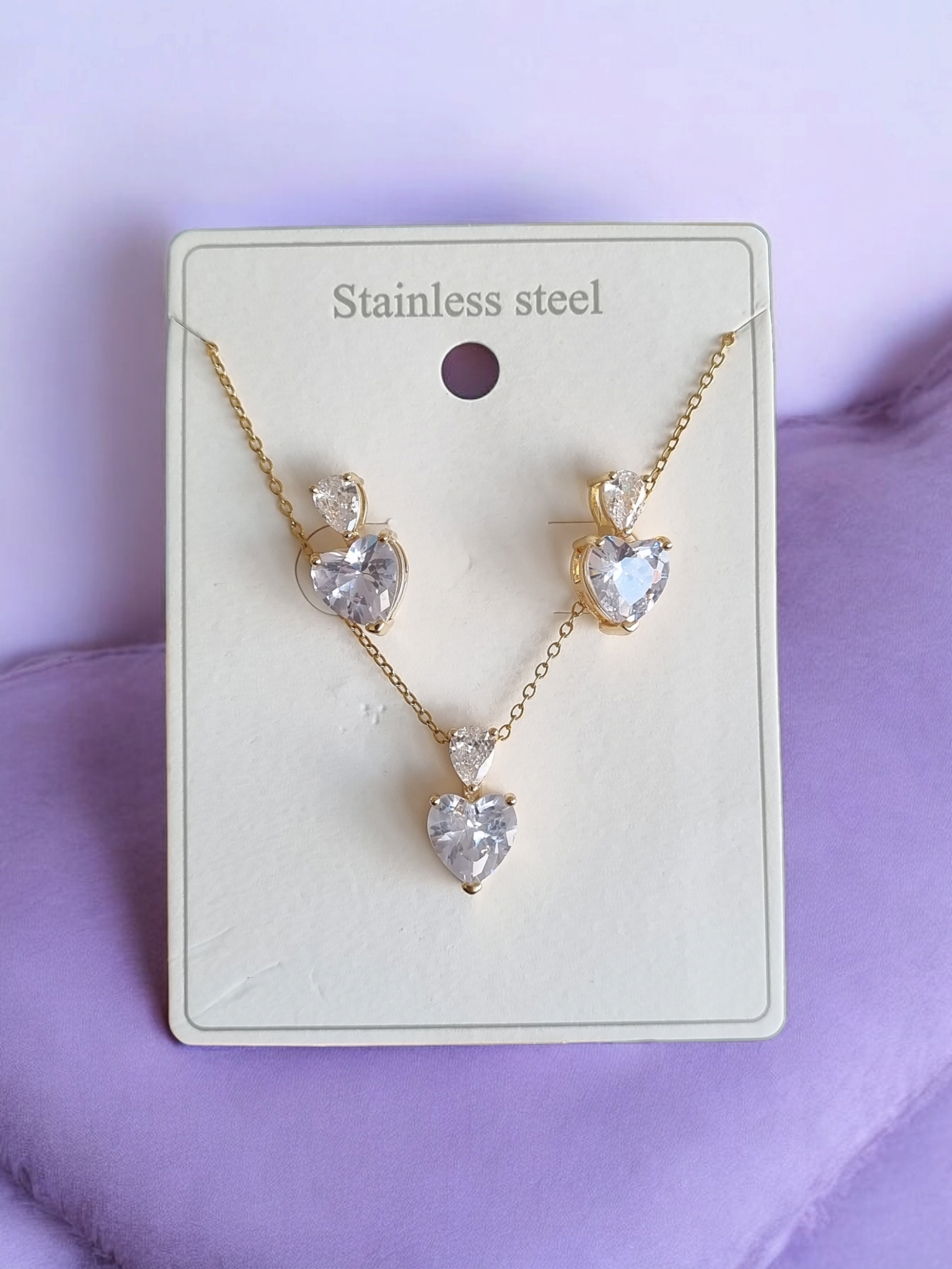 Çelik Kolye-Küpe Seti KS035