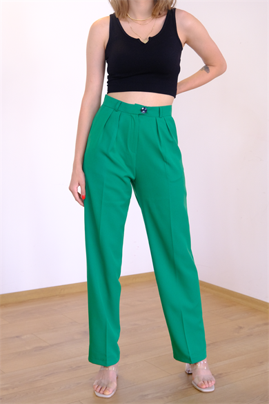 Klasik Yeşil Kumaş Pantolon 