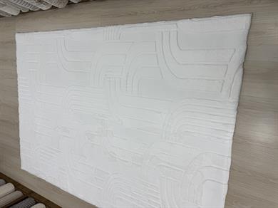 Zümrüt Beyaz Desenli Peluş Halı 160x230