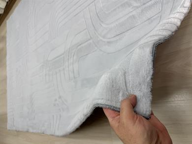 Zümrüt Gri Desenli Peluş Halı 160x230