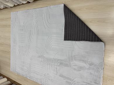 Zümrüt Gri Desenli Peluş Halı 160x230