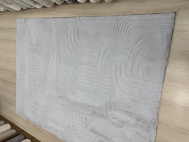 Zümrüt Gri Desenli Peluş Halı 160x230