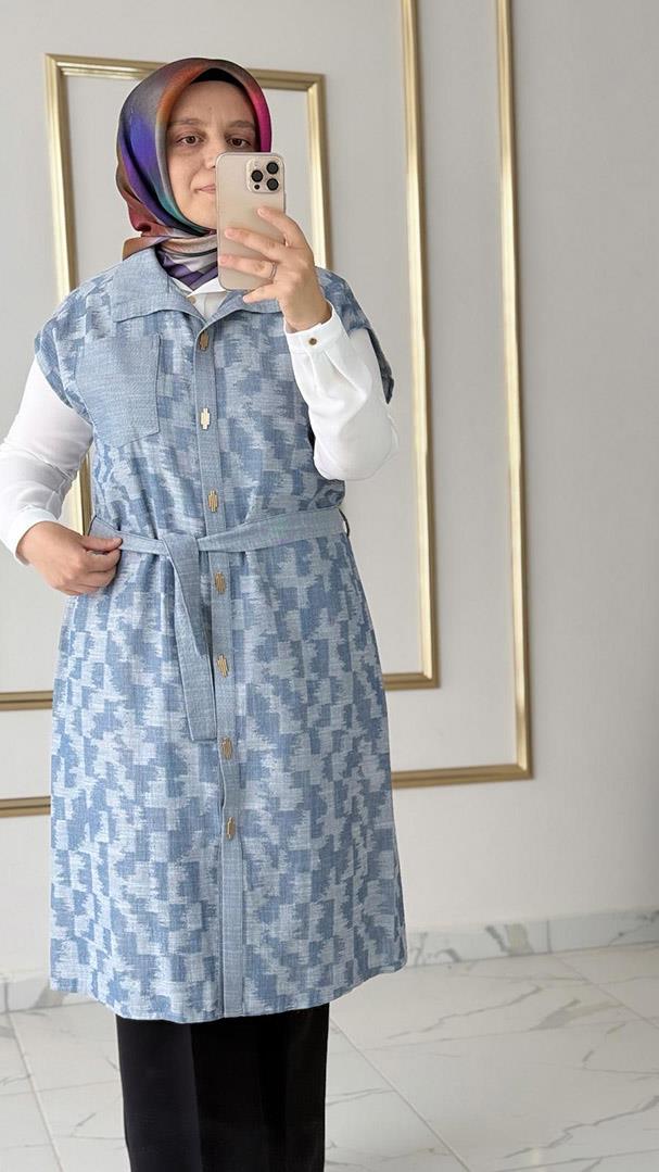 Çıtçıtlı Kemerli Mavi Yelek FRY