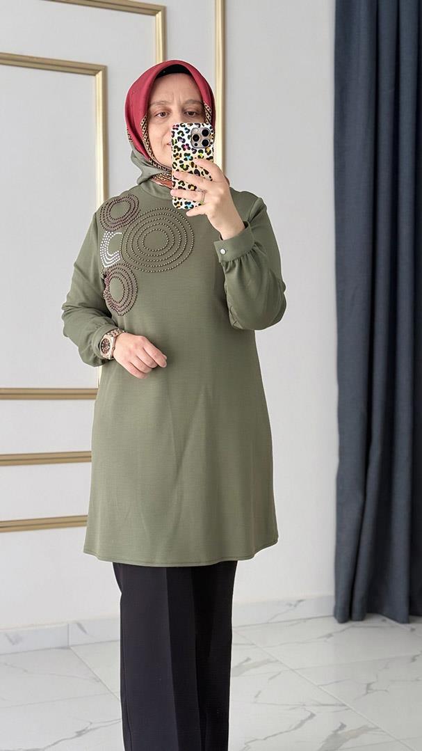 Halka İncili Yeşil Tunik FRY