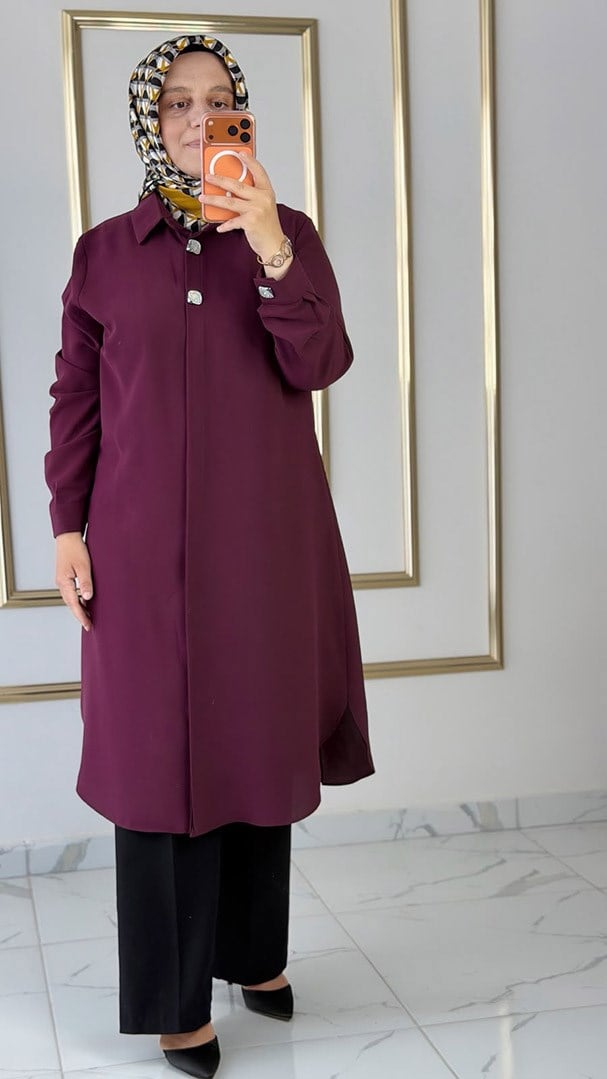 Sade Zarif Bordo Tunik FRY
