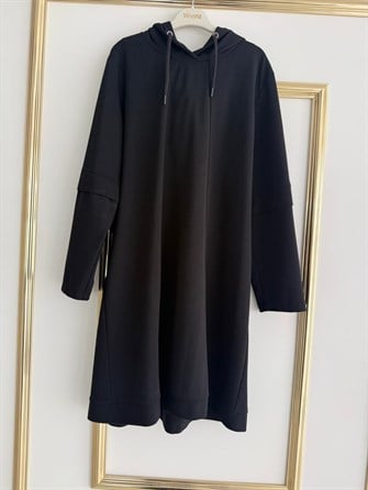 Kapişonlu Spor Siyah Tunik FRY