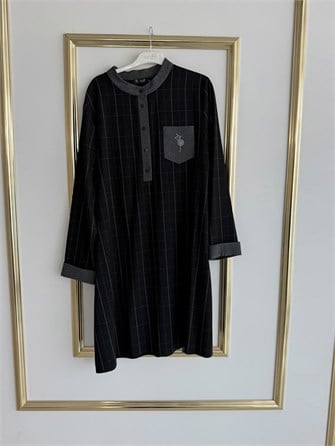 Nakış Detaylı Spor Siyah Tunik FRY