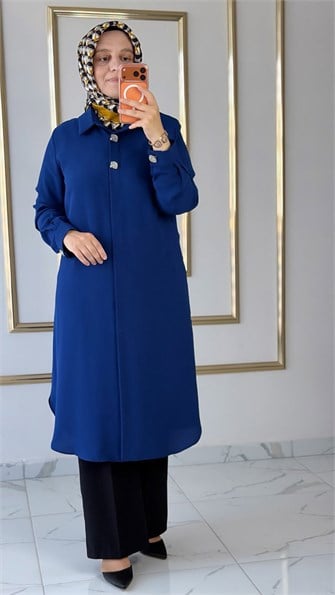 Sade Zarif Mavi Tunik FRY