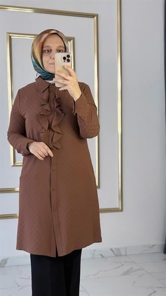 Volan Detaylı Tunik Kahverengi FRY