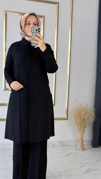 Yeni Sezon Sade Siyah Tunik FRY