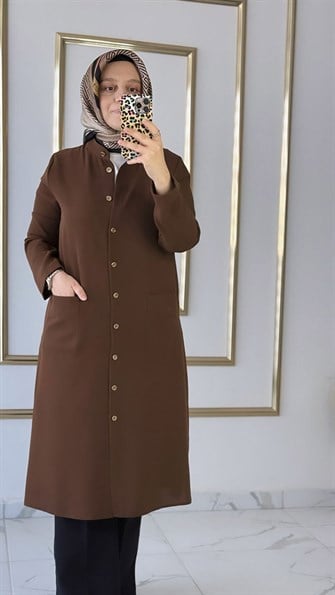Zincir Detaylı Kahverengi Ceket FRY