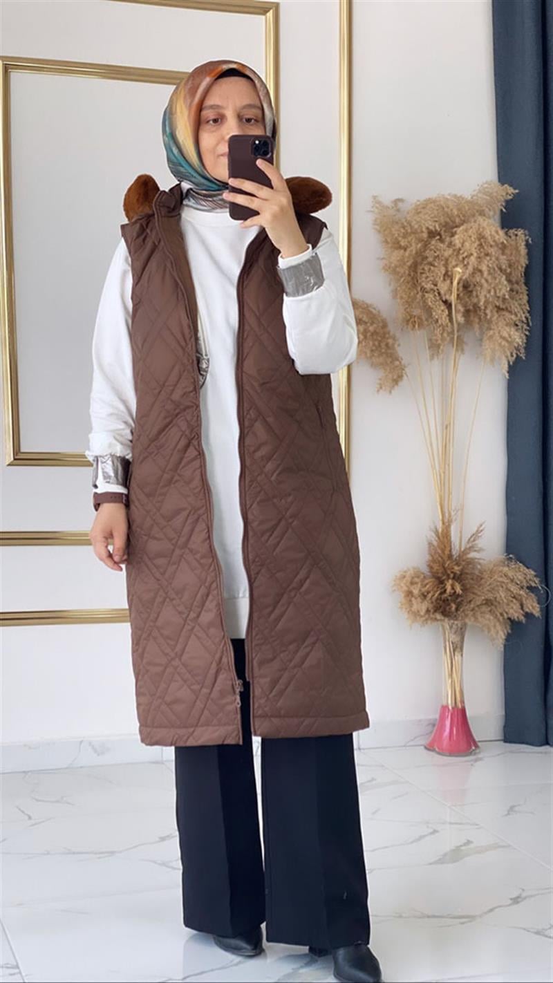 Armine Kahve Şişme Yelek FRY507 