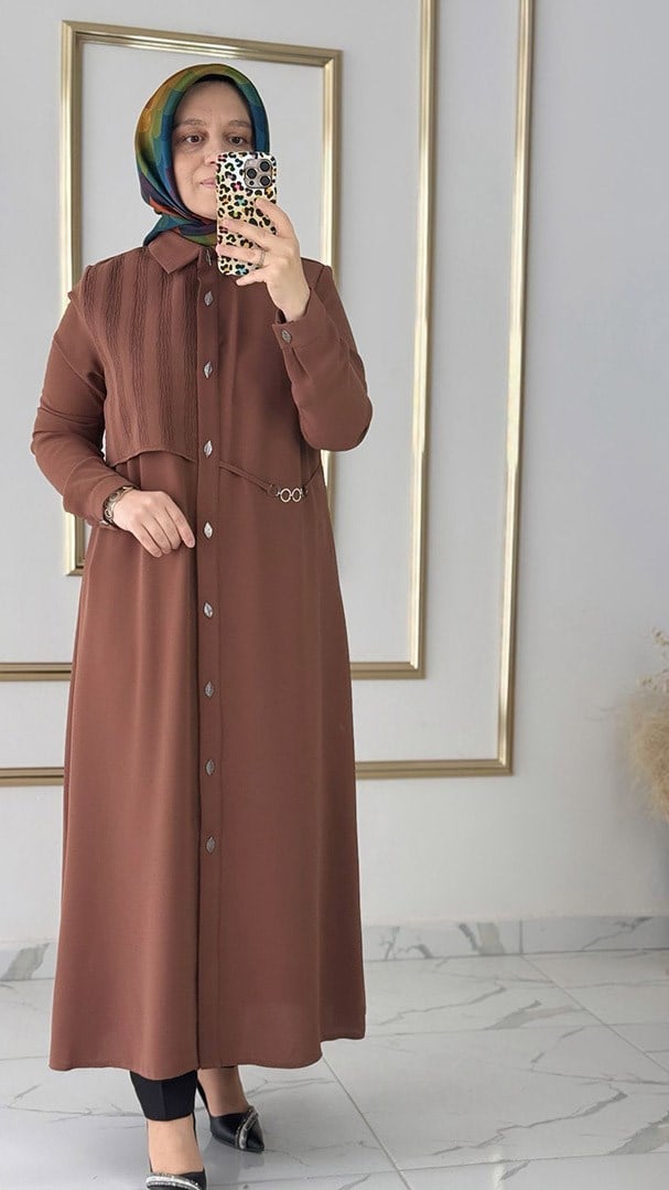 Cepken Görünümlü Çıtçıtlı Kahverengi Giyçık FRYY