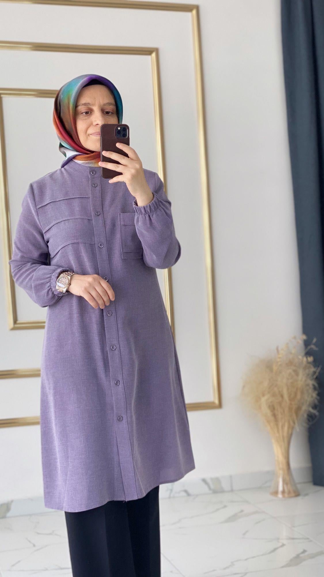 Cepli Sade İthal Kumaş Lila Tunik FRY