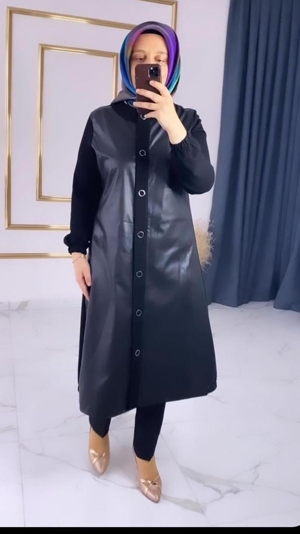 Çıtçıtlı Deri Detaylı Giyçık Kap FRY