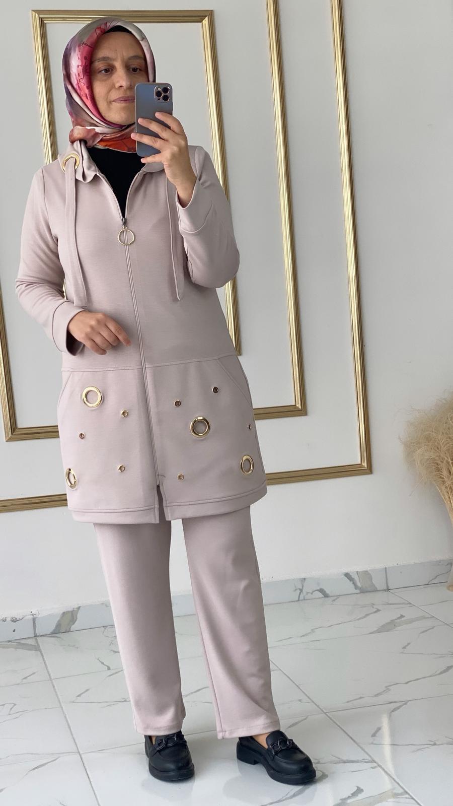 Gold Detaylı Bej Takım FRY