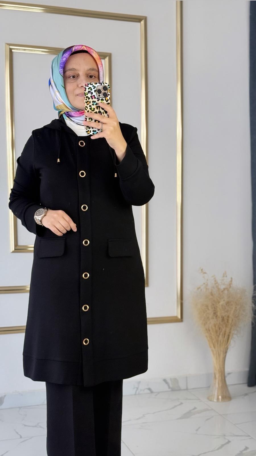 Gold Detaylı Siyah Ceket FRY