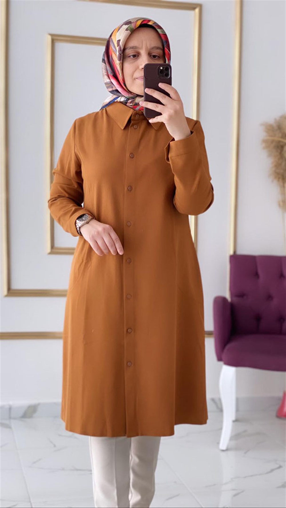 Parçalı Baskılı Tunik 2684